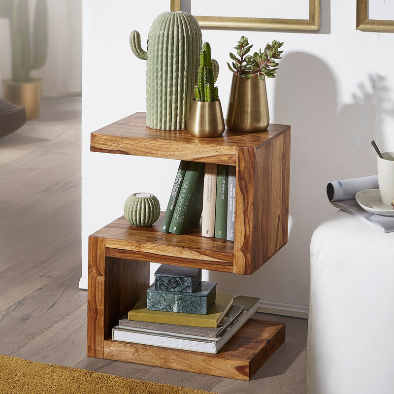 Beistelltisch Mumbai 60cm Sheesham Massivholz braun Landhausstil