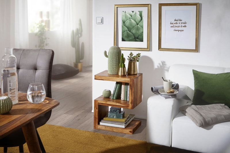 Beistelltisch Mumbai 60cm Sheesham Massivholz braun Landhausstil