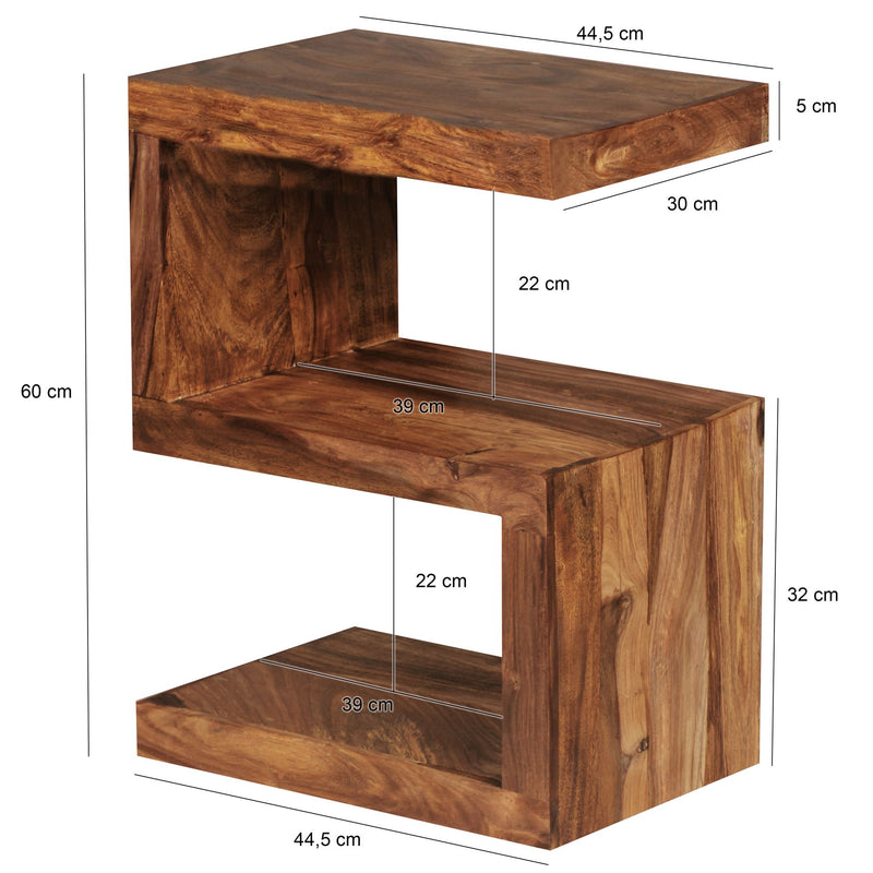 Beistelltisch Mumbai 60cm Sheesham Massivholz braun Landhausstil