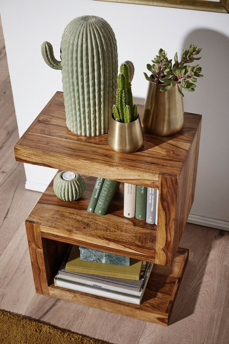 Beistelltisch Mumbai 60cm Sheesham Massivholz braun Landhausstil
