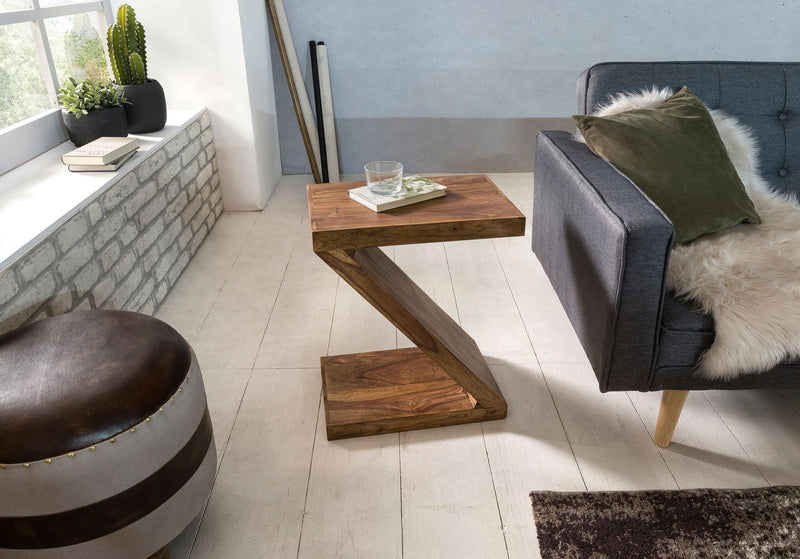 Beistelltisch Mumbai 59cm Sheesham Massivholz braun Landhausstil