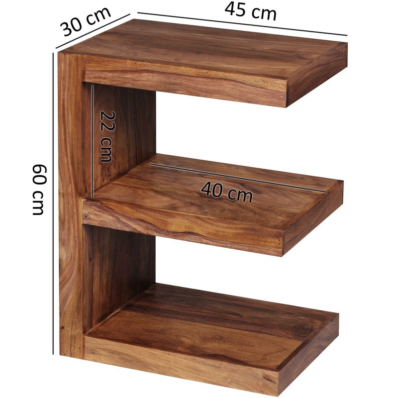 Beistelltisch Mumbai 60cm Sheesham Massivholz braun Landhausstil