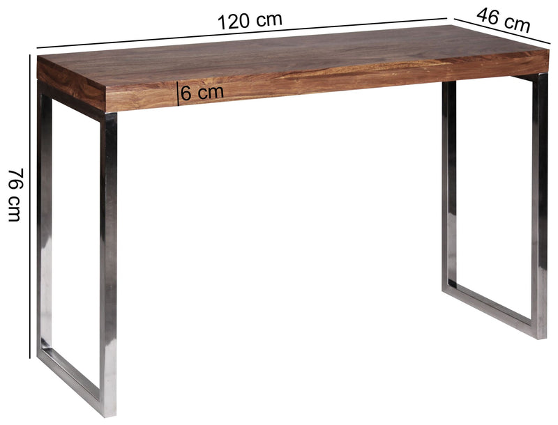 Konsolentisch GUNA 120x45cm Sheesham Metallbeine Landhaus-Stil Natur