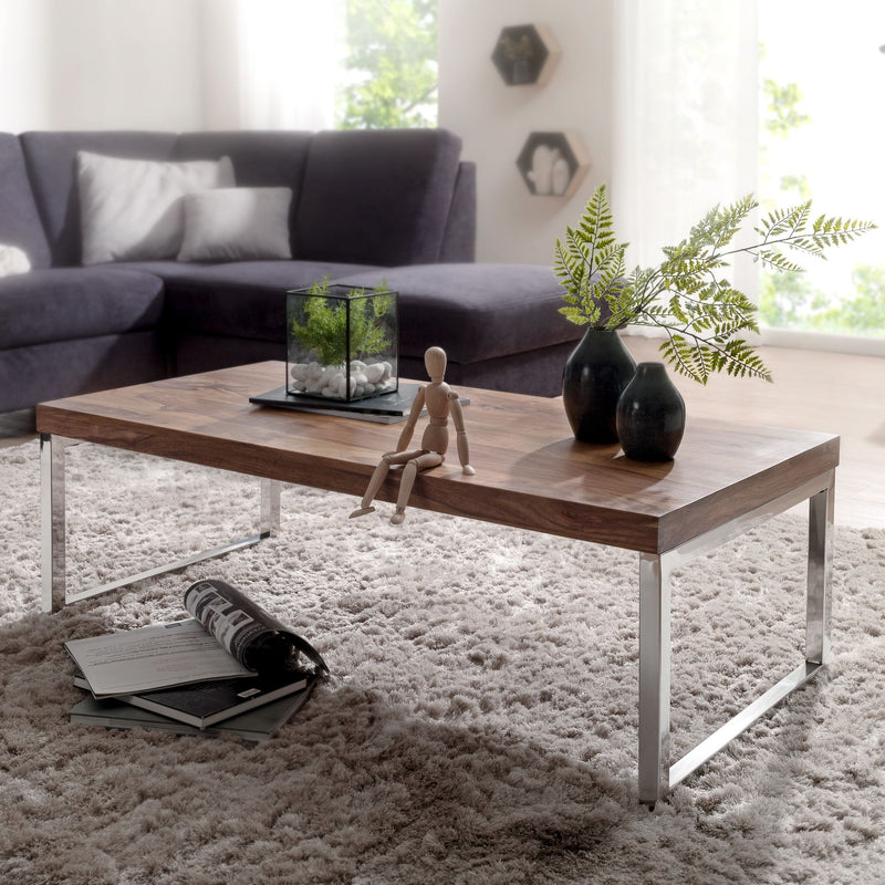 Couchtisch GUNA 120cm Sheesham Massivholz dunkelbraun Landhausstil
