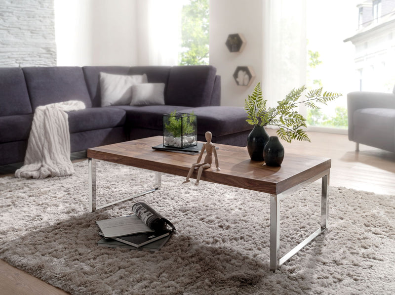 Couchtisch GUNA 120cm Sheesham Massivholz dunkelbraun Landhausstil