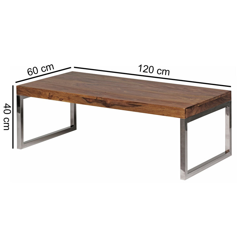 Couchtisch GUNA 120cm Sheesham Massivholz dunkelbraun Landhausstil