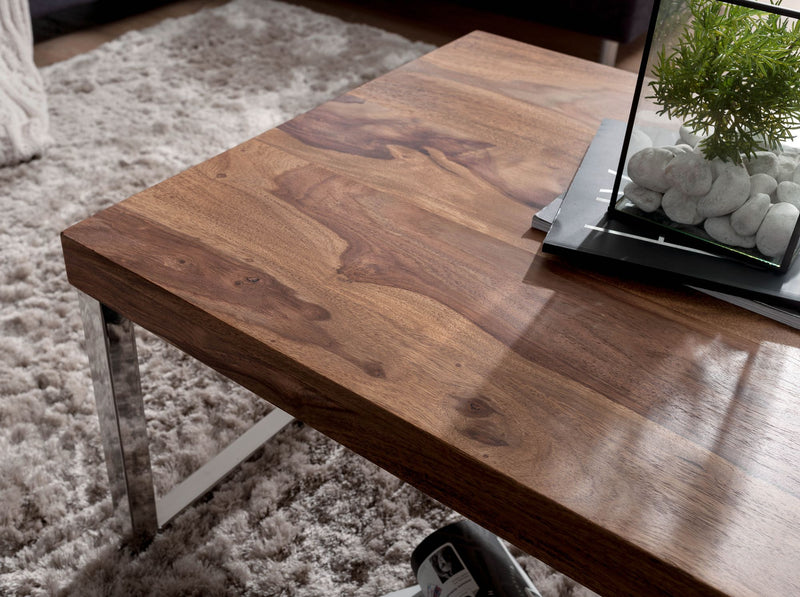 Couchtisch GUNA 120cm Sheesham Massivholz dunkelbraun Landhausstil