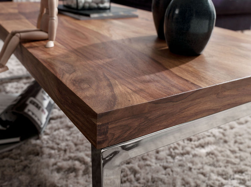 Couchtisch GUNA 120cm Sheesham Massivholz dunkelbraun Landhausstil