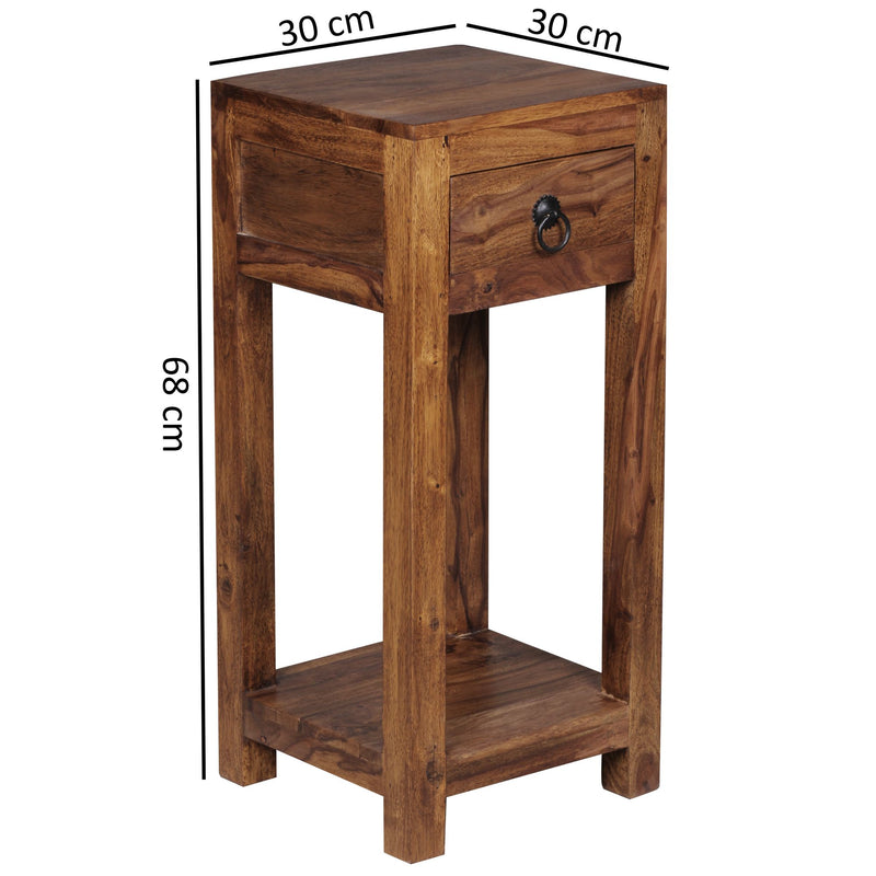 Beistelltisch Mumbai Sheesham 68cm mit Schublade Landhausstil