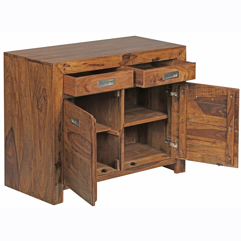 Sideboard MUMBAI Sheesham 90cm 2 Schubladen 2 Türen Landhaus braun