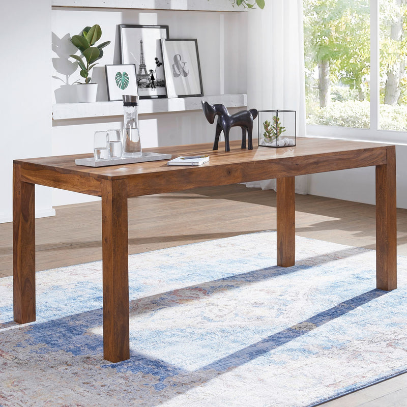 Esstisch MUMBAI 120cm Sheesham Massivholz Landhausstil dunkelbraun