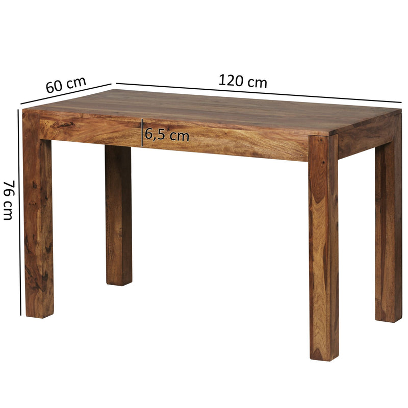 Esstisch MUMBAI 120cm Sheesham Massivholz Landhausstil dunkelbraun