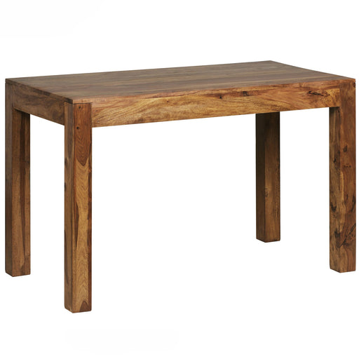 Esstisch MUMBAI 120cm Sheesham Massivholz in Landhausstil mit massiven Holzbeinen, Gesamtansicht von vorne.