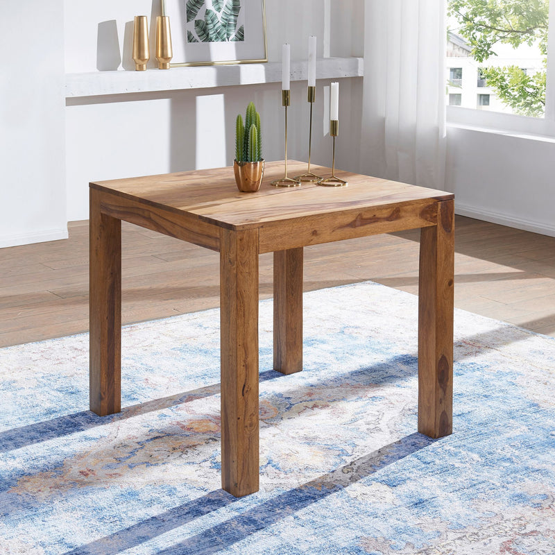 Esstisch MUMBAI 80cm Sheesham Massivholz Landhausstil dunkelbraun