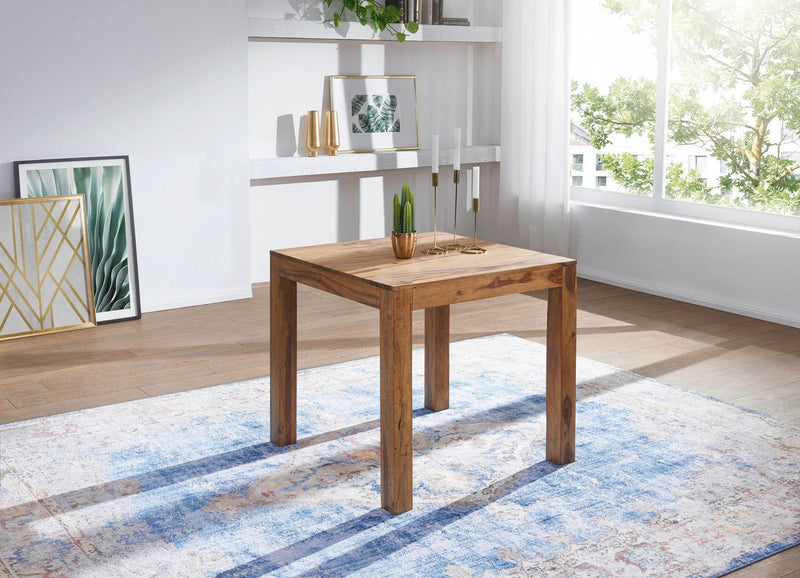 Esstisch MUMBAI 80cm Sheesham Massivholz Landhausstil dunkelbraun
