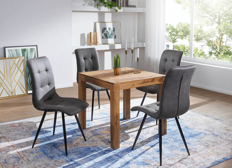 Esstisch MUMBAI 80cm Sheesham Massivholz Landhausstil dunkelbraun