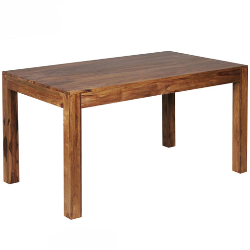 Esszimmertisch MUMBAI 160x80x76cm Sheesham Massivholz in Gesamtansicht mit rechteckiger Tischplatte und massiven Holzbeinen.