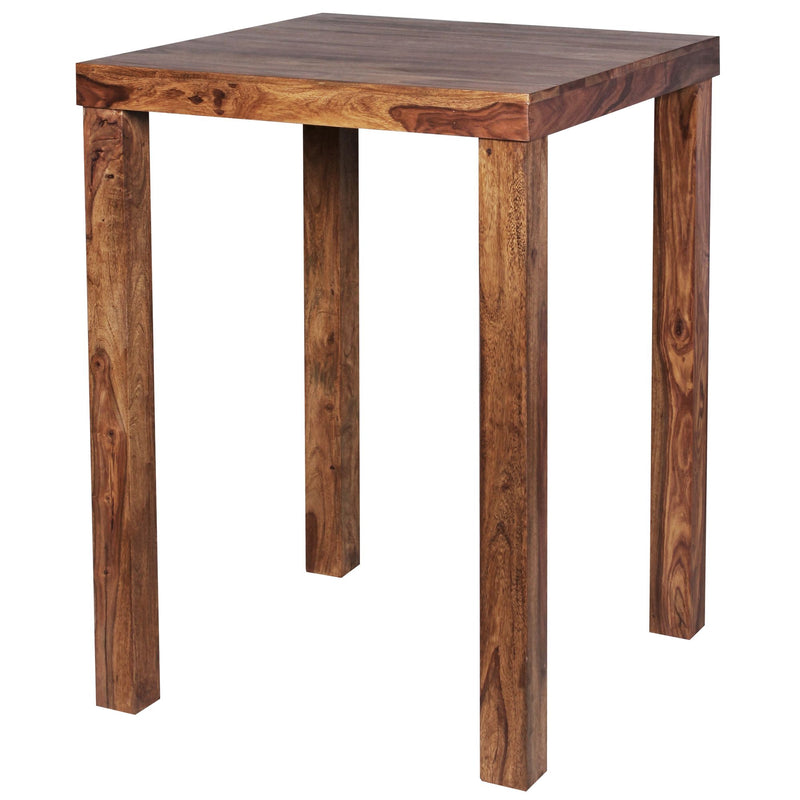Bartisch MUMBAI Sheesham Massivholz 80x80x110cm Landhaus dunkelbraun