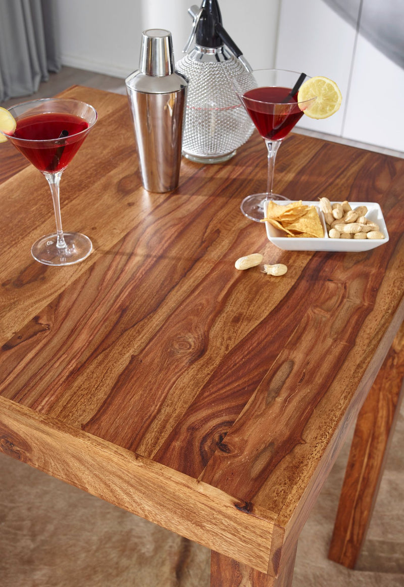 Bartisch MUMBAI Sheesham Massivholz 80x80x110cm Landhaus dunkelbraun