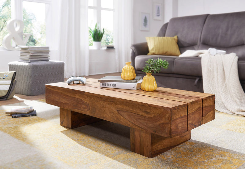 Couchtisch Sheesham 120cm Landhausstil dunkelbraun Massivholz