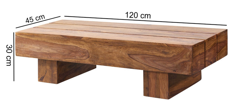 Couchtisch Sheesham 120cm Landhausstil dunkelbraun Massivholz