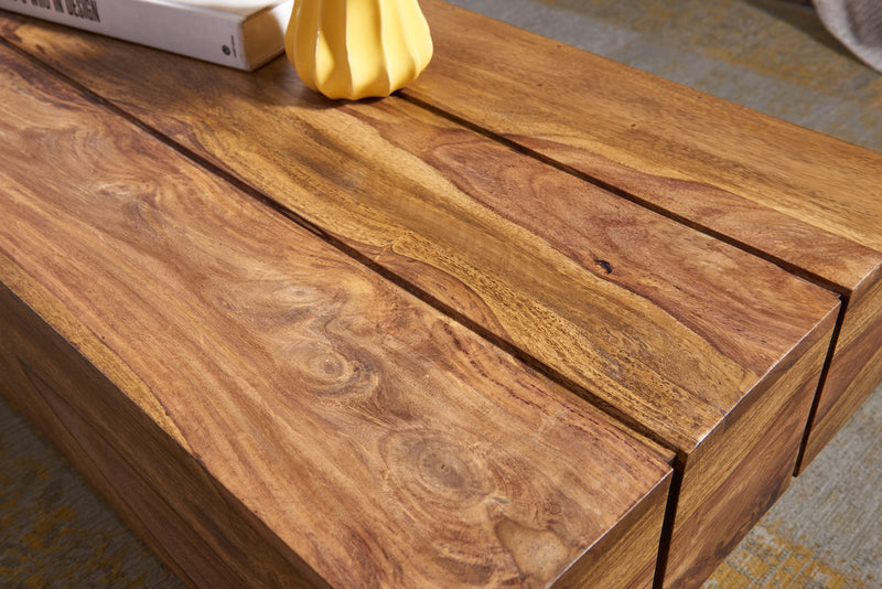 Couchtisch Sheesham 120cm Landhausstil dunkelbraun Massivholz