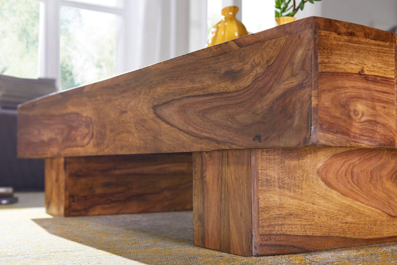 Couchtisch Sheesham 120cm Landhausstil dunkelbraun Massivholz