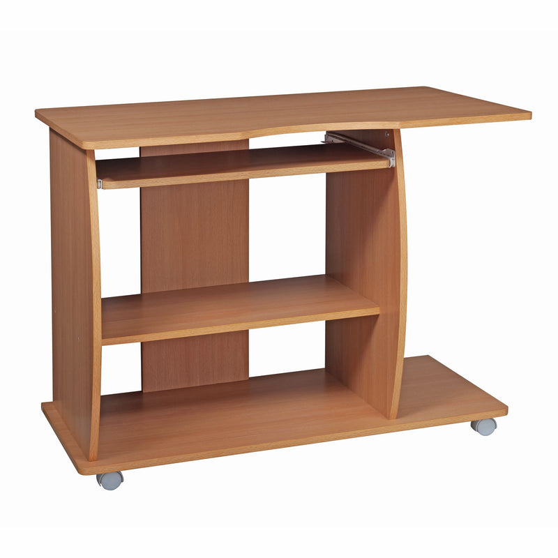 Computertisch GRASSE rollbar Buche 90x71x50cm mit Tastaturauszug