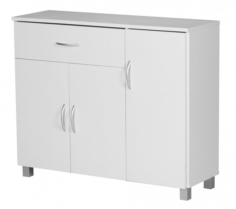 Sideboard SETE 90x75x30cm Weiß 1 Schublade 3 Türen Modern