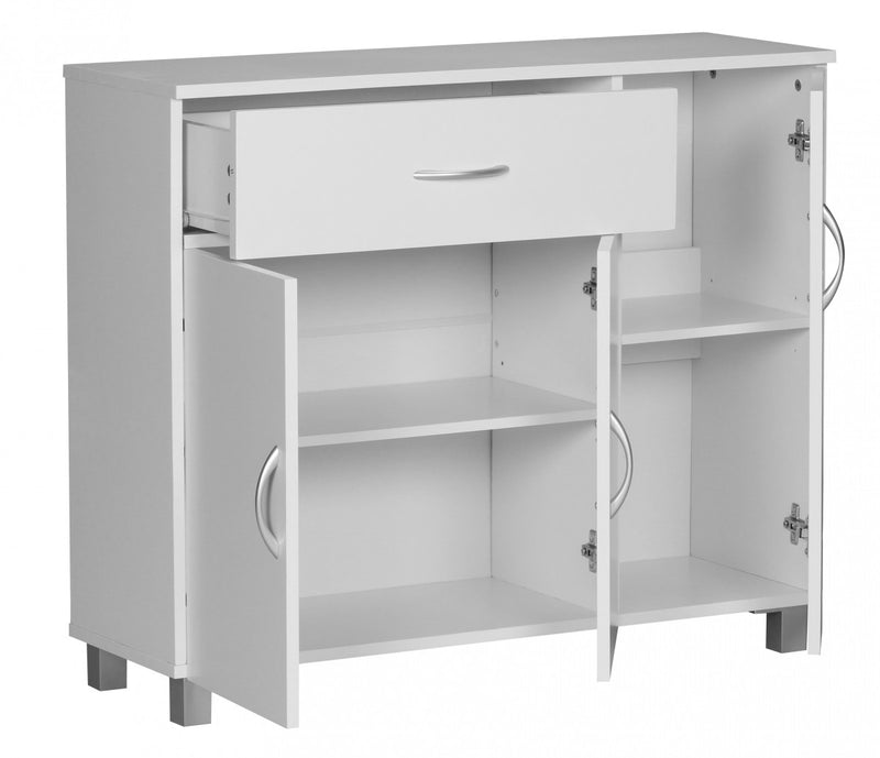 Sideboard SETE 90x75x30cm Weiß 1 Schublade 3 Türen Modern