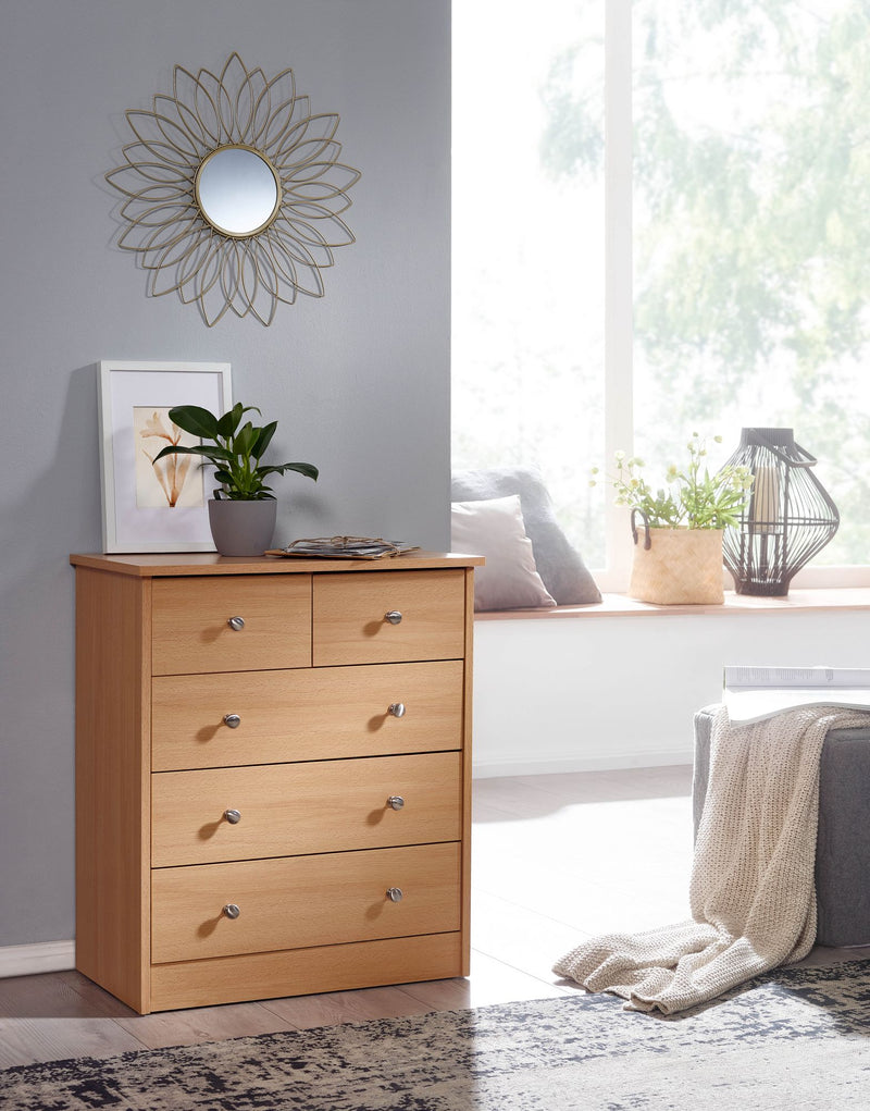 Kommode 5 Schubladen Buche 60x70x35cm Modernes Sideboard Flur