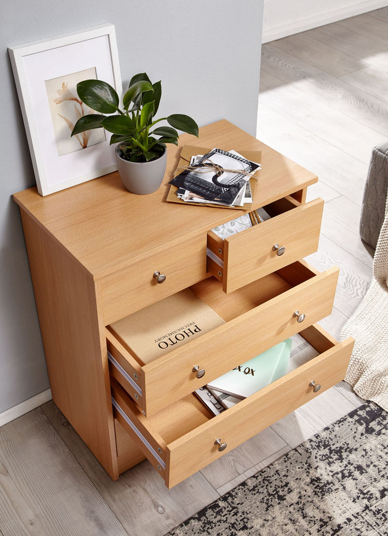 Kommode 5 Schubladen Buche 60x70x35cm Modernes Sideboard Flur