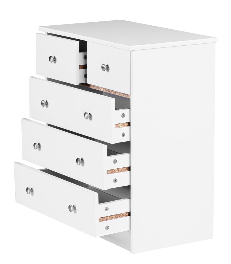 Kommode 5 Schubladen Holz Weiß 60x70x35cm Modernes Sideboard Flur