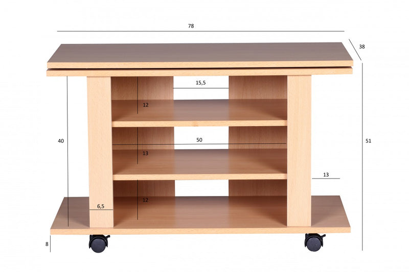 TV HiFi Bank OREGON Buche drehbar rollbar 75x38x51 cm