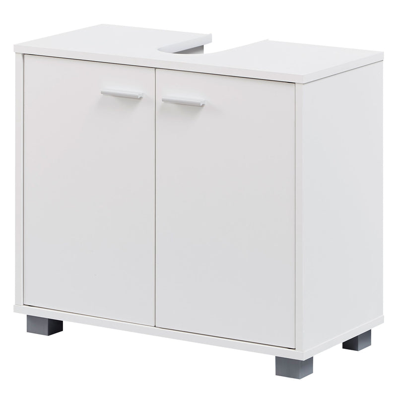 Waschbeckenunterschrank 60x55x30cm Weiß 2 Türen Bad Aufbewahrung