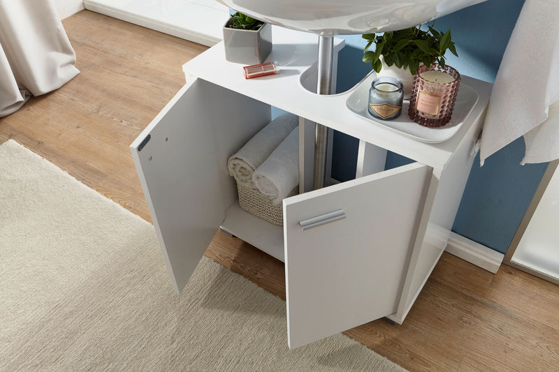 Waschbeckenunterschrank 60x55x30cm Weiß 2 Türen Bad Aufbewahrung