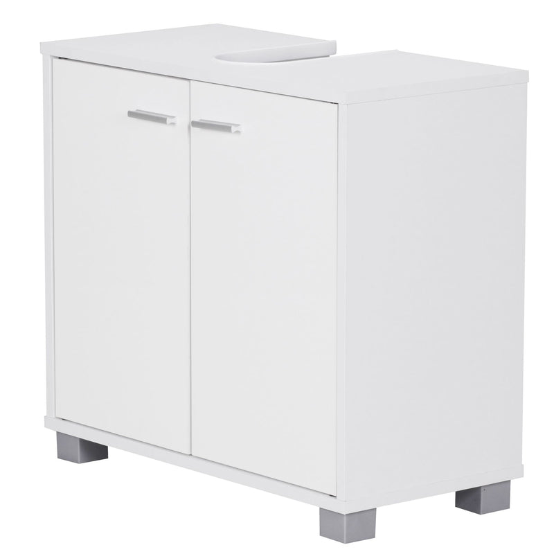 Waschbeckenunterschrank 60x55x30cm Weiß 2 Türen Bad Aufbewahrung