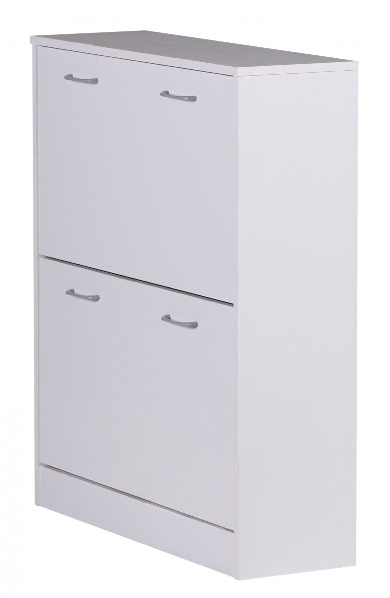 Schuhkipper KIEL Weiß matt 2 Fächer 75x87x24cm Holz modern