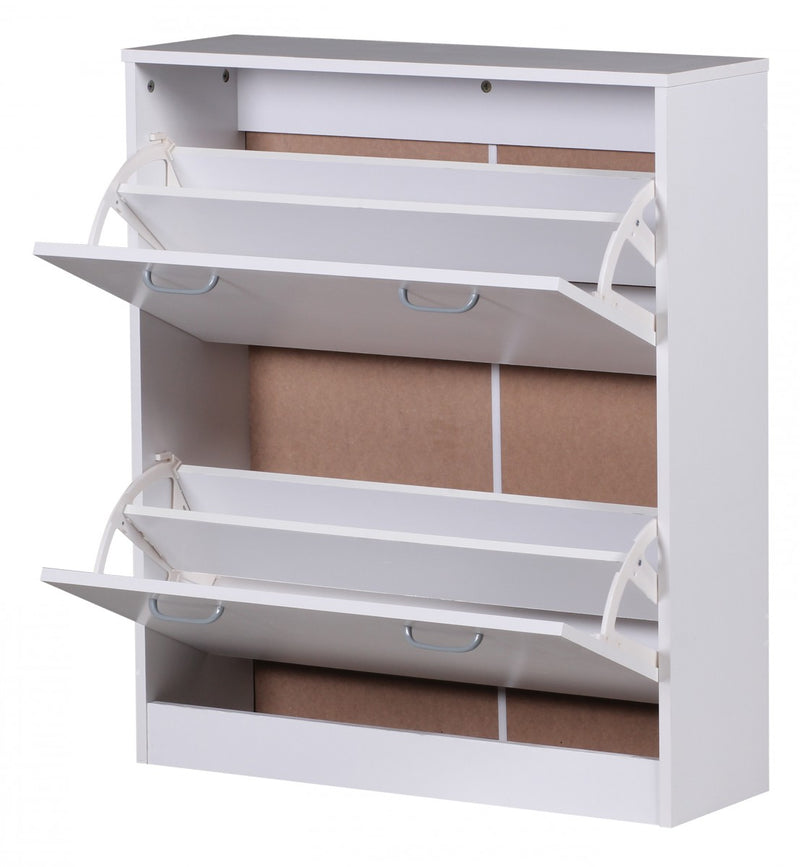 Schuhkipper KIEL Weiß matt 2 Fächer 75x87x24cm Holz modern