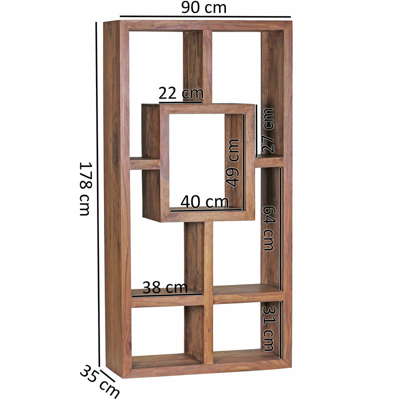 Bücherregal MUMBAI Sheesham Massivholz 90x180cm Landhaus-Stil Regal