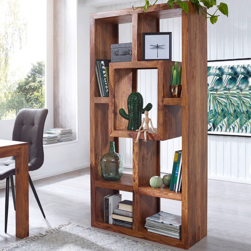 Bücherregal MUMBAI Sheesham Massivholz 90x180cm Landhaus-Stil Regal