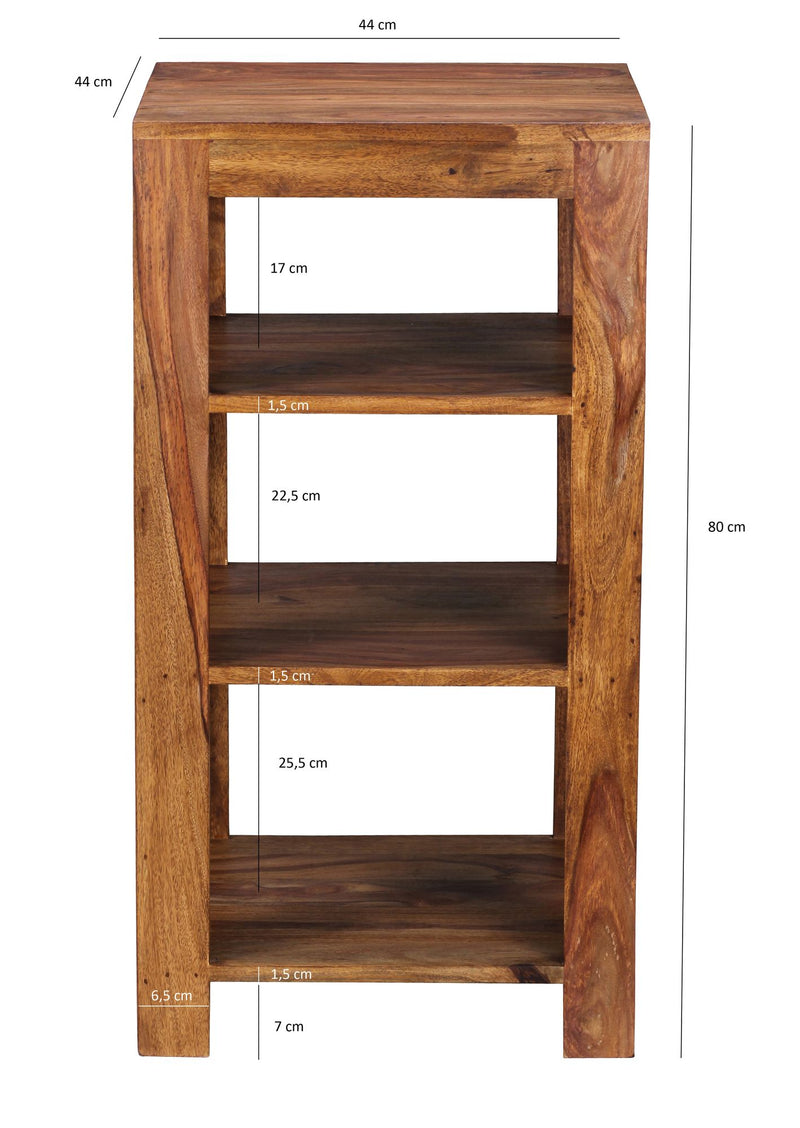 Regal Mumbai 80cm Sheesham Massivholz 3 Ablagen Landhausstil