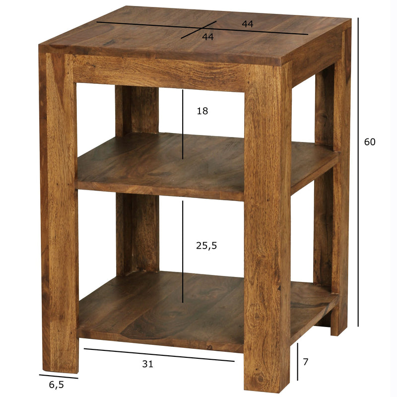 Regal Mumbai 60cm Sheesham Massivholz 2 Ablagefächer Landhausstil
