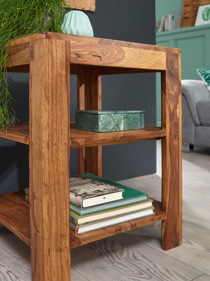 Regal Mumbai 60cm Sheesham Massivholz 2 Ablagefächer Landhausstil