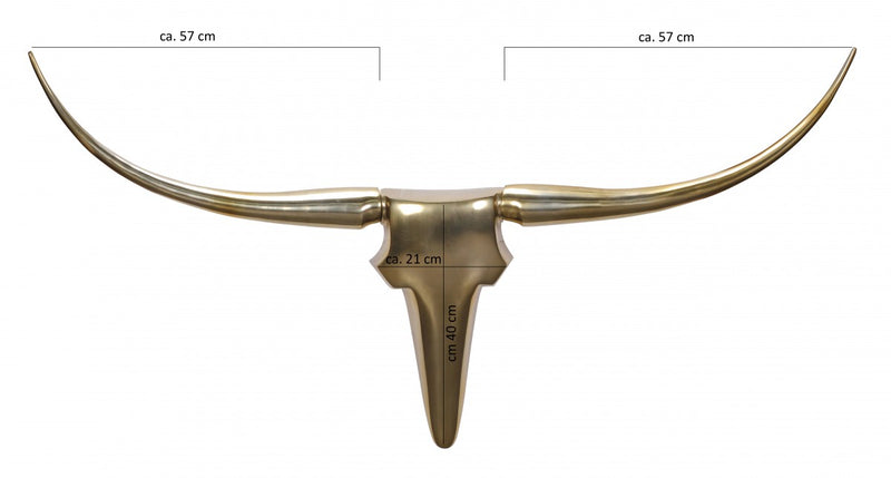 Wanddekoration Geweih Bull 125cm Aluminium Gold