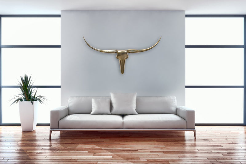 Wanddekoration Geweih Bull 125cm Aluminium Gold