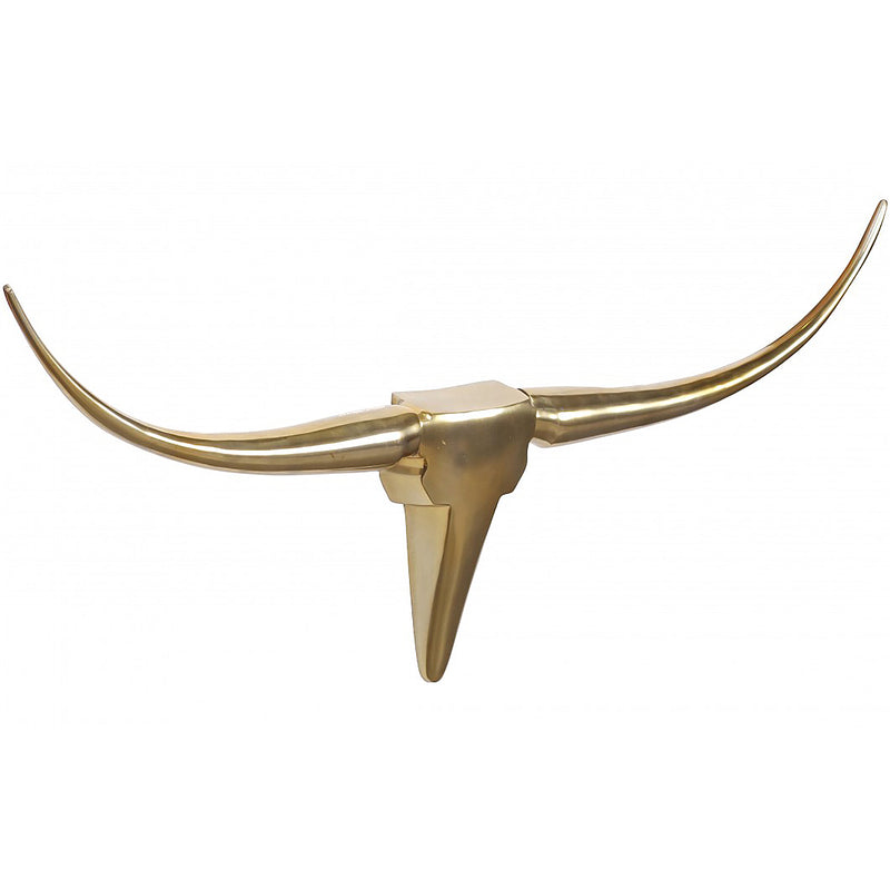 Deko Geweih Bull M 100cm Gold Aluminium Stierkopf Modern Wanddeko