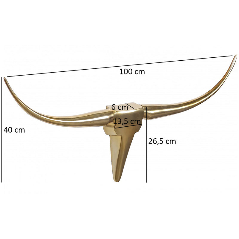 Deko Geweih Bull M 100cm Gold Aluminium Stierkopf Modern Wanddeko