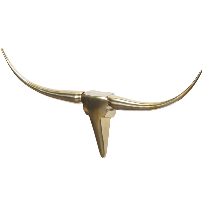 Deko Geweih Bull M 100cm Gold Aluminium Stierkopf Modern Wanddeko