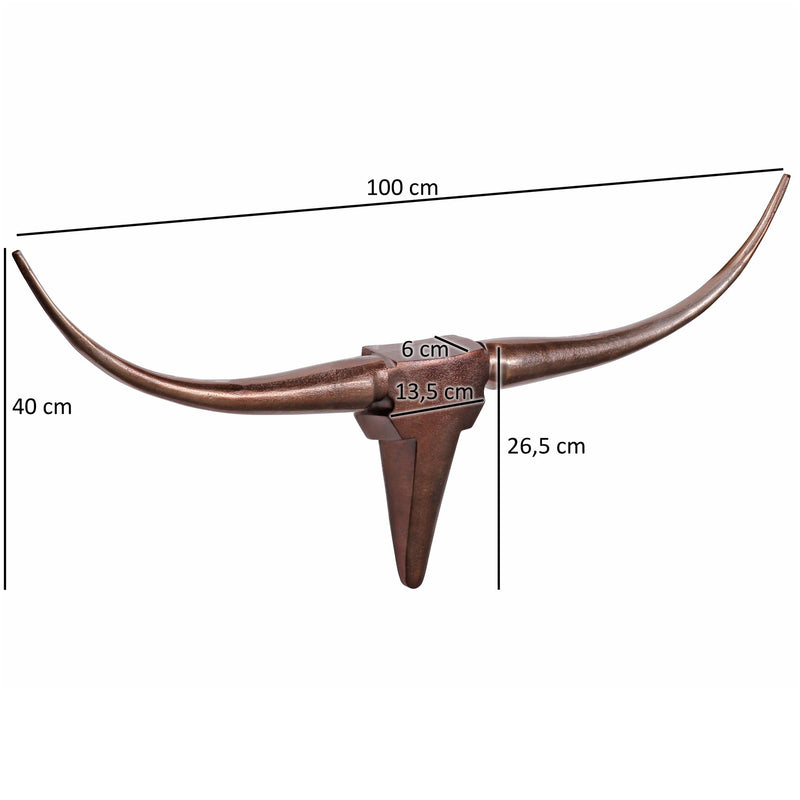 Deko Geweih Bull M 100cm Bronze Aluminium Stierkopf Modern